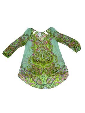 Yoana Baraschi Sheer Top S Oversize Psychedelic Preppy Popover Cover Up Resort